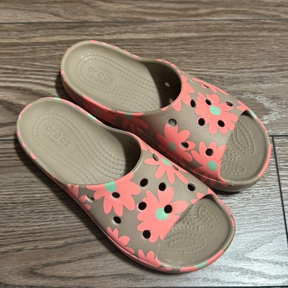 Crocs Classic Platform Retro Resort Flip Flops – Women’s Size 5 – Floral Pattern - Picture 9 of 9